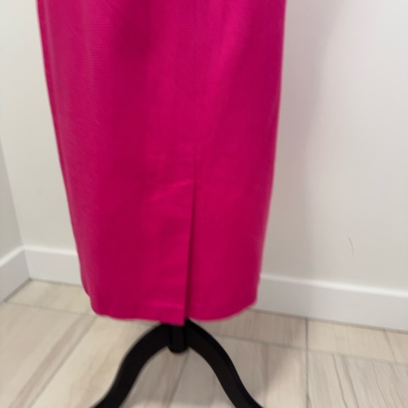 Fuchsia Midi Dress with Gold Button Accents & 1” Shoulder Straps Sz S - Picture 5 of 10